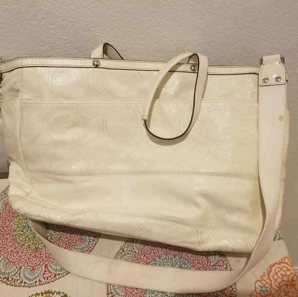 Coach Cream/Blue Diaper Bag - Picture 5 of 7